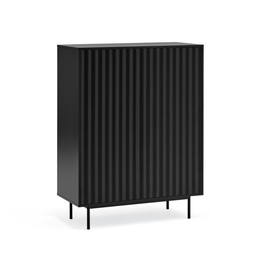 Black ribbed cabinet on a white background