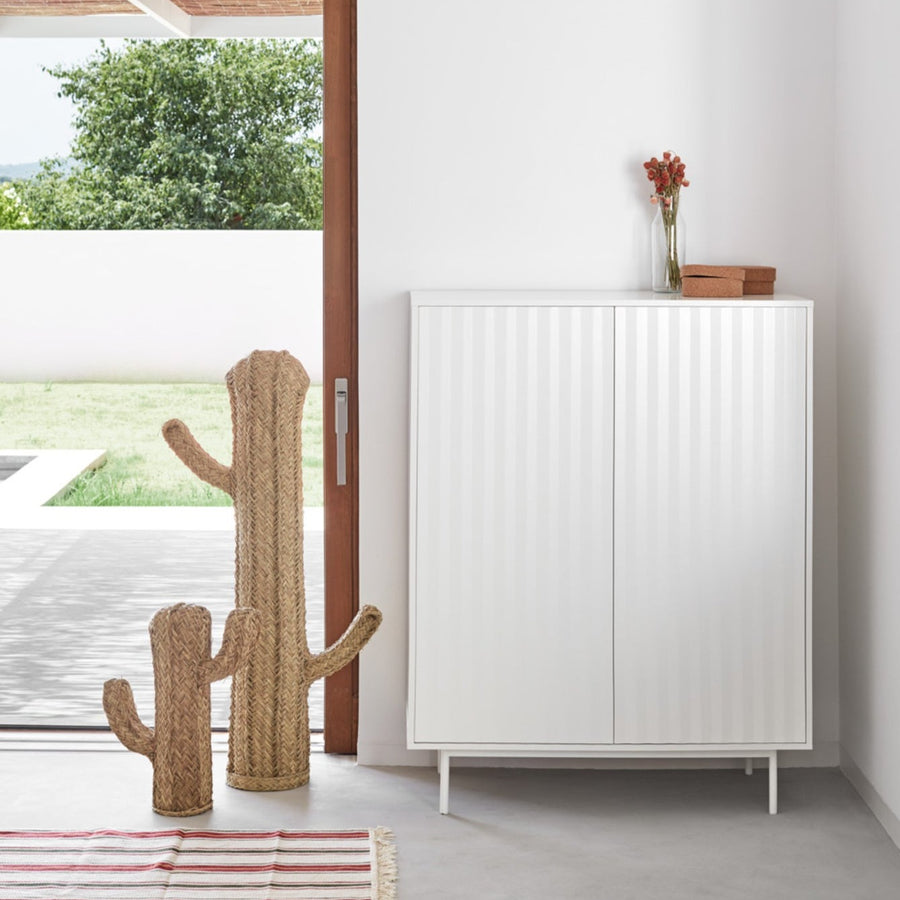 Sierra Highboard Two-Door Two-Drawer Four-Shelves, Wood with Metal Frame - Matt White Finish