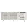 White storage unit with open doors on a white background