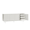 White sideboard with drawers on a white background