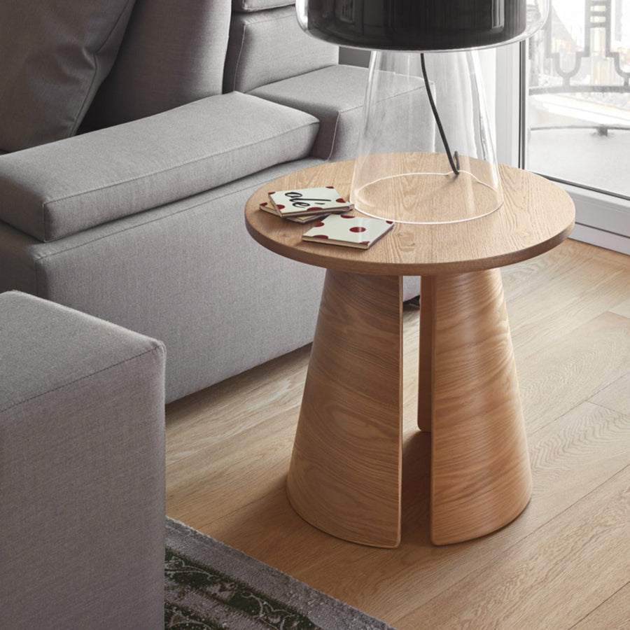Cep Side Table, 50 cm Round Top, Wood - Natural Ash Finish