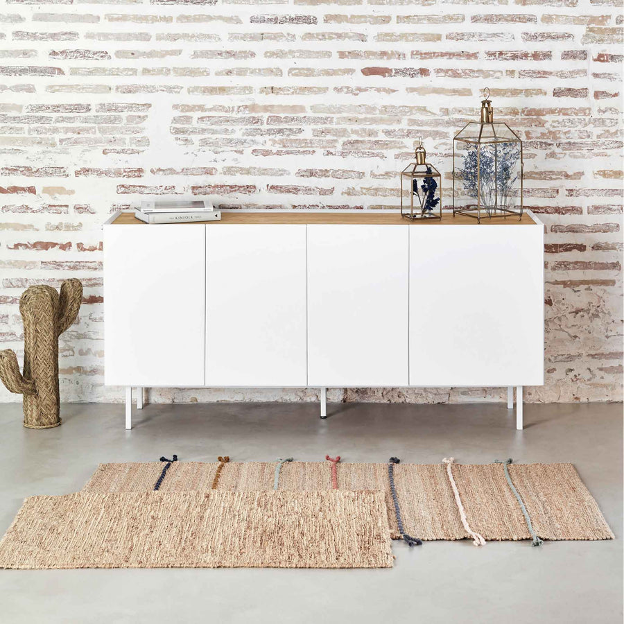 Arista Sideboard Four-Door Three-Drawer Four-Shelves - Matt White & Light Oak Finish